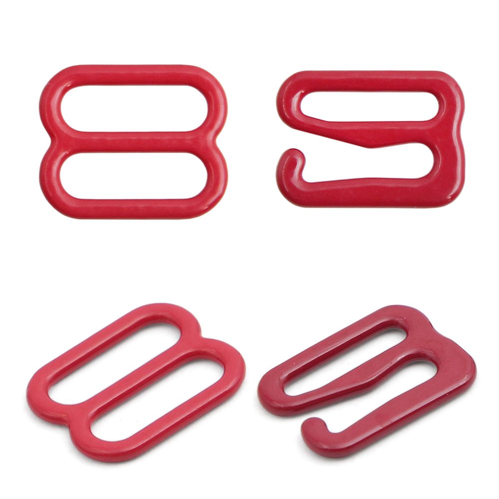 Набор крючки + регуляторы для бюстгальтеров металл 10 мм, (12 крюч., 6 регул.), темно-красный