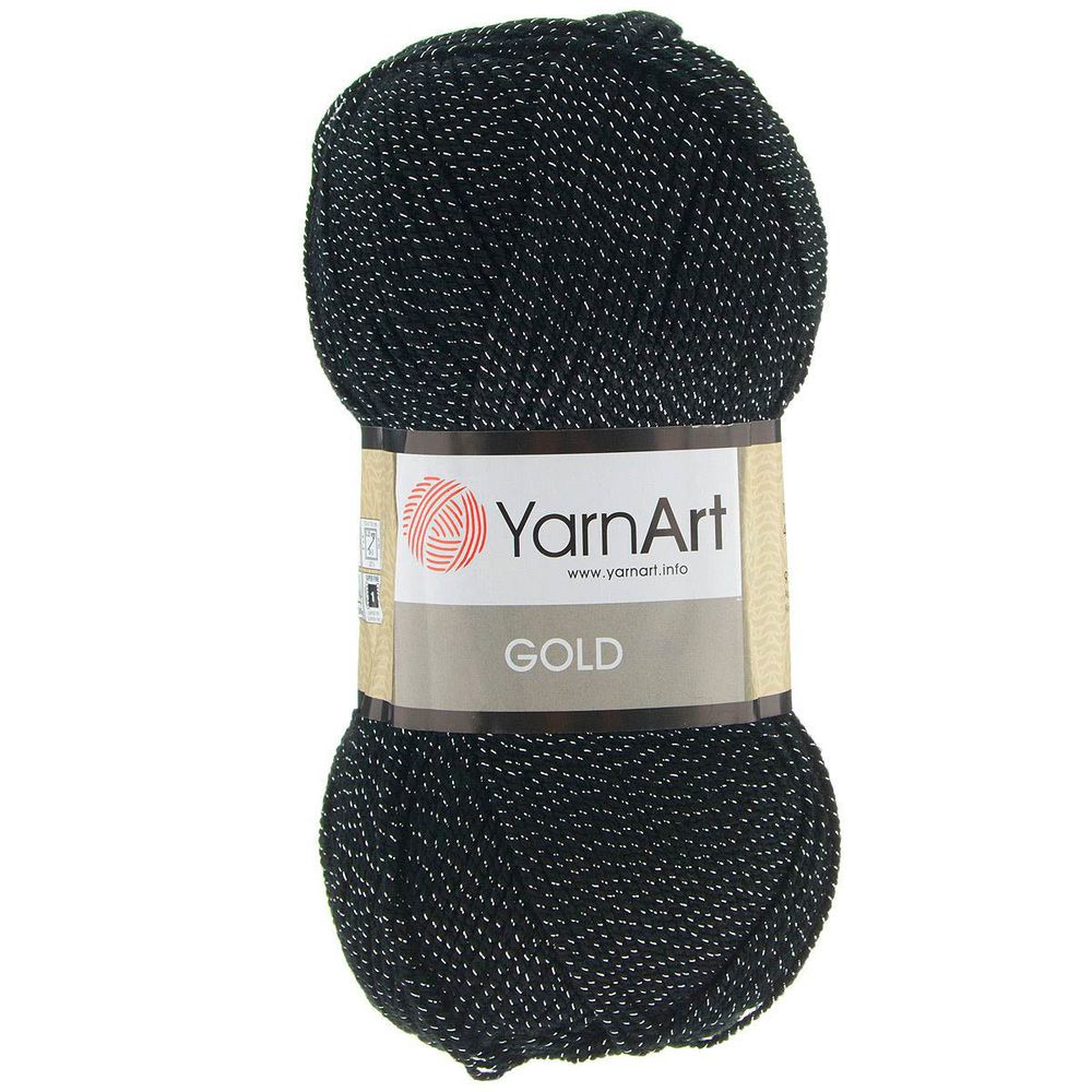 Пряжа YarnArt (ЯрнАрт) Gold / уп.5 мот. по 100 г, 400м, 13284 черный/серебро
