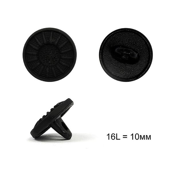 Пуговицы на ножке металл С-ME303, цв.черный 16L-10мм, 36 шт