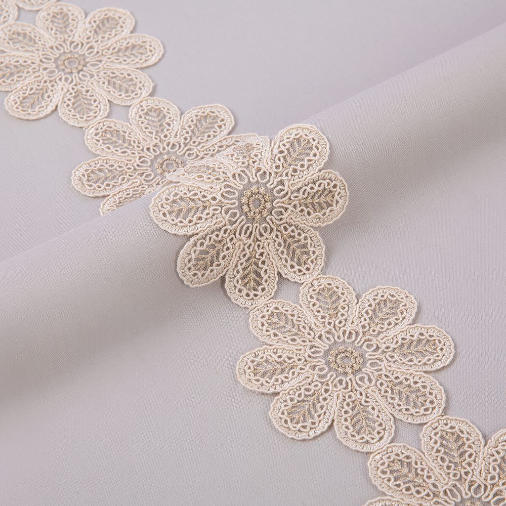 Кружево на сетке 80 мм / 11 м, бежевый, Gamma GFLM-24161