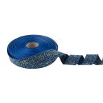 Лента (тесьма) жаккардовая 23.0-25.0 мм, / 25 метров, синий /под золото, Blitz