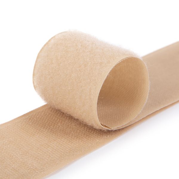 Лента контактная липучка (велкро) пришивная 40 мм / 25 метров, 039 т.бежевый, Gamma, ПАРА (крючок+петля), качество 