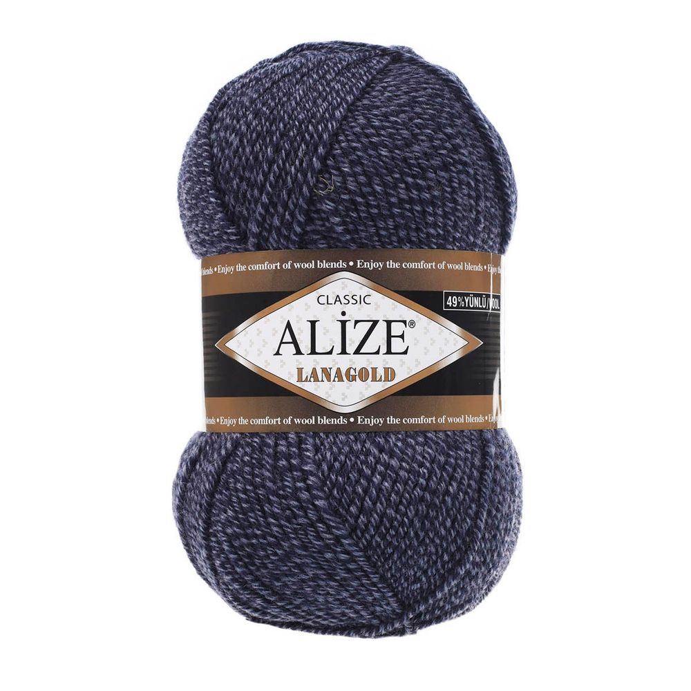 Пряжа Alize (Ализе) Lana Gold / уп.5 мот. по 100 г, 240м, 901 темно-синий меланж A