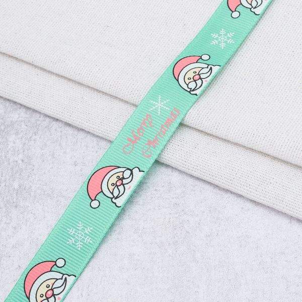 Лента репсовая (в рубчик) с рисунком 15.0 мм / 45.72 метра, НГ 15103, цв.бирюзовый, 24440