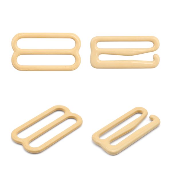 Набор крючки + регуляторы для бюстгальтеров металл 20.0 мм, (12 крюч., 6 регул.), телесный