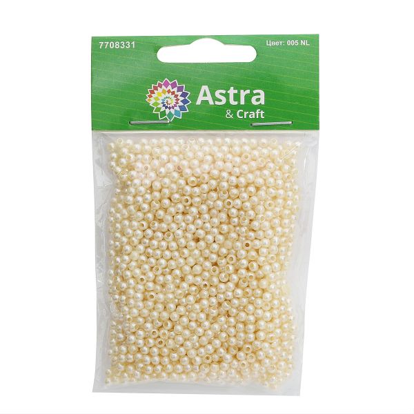 Бусины пластик (жемчуг) ⌀3 мм, 20 г, Astra&Craft, 005 NL бежевый