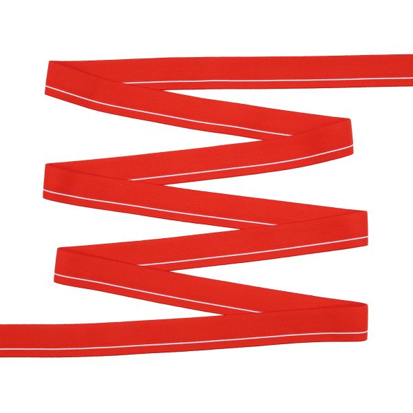 Резинка для мужских трусов и боксеров 35.0 мм / 25 метров, тканая мягкая, 24 г/м, красный/белый полоса