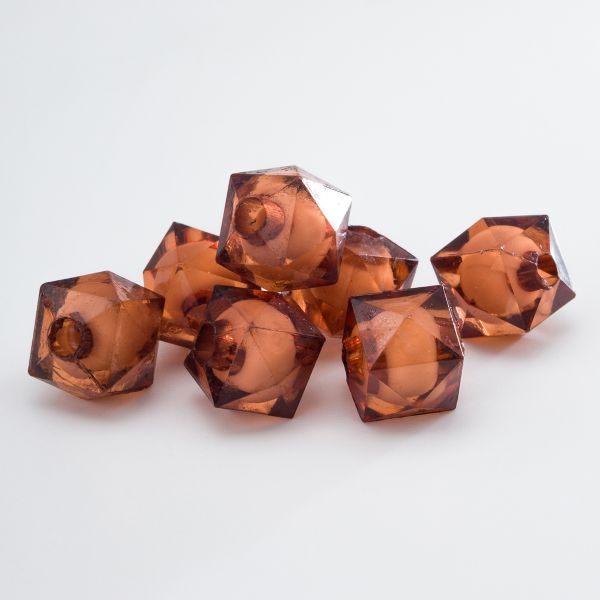 Бусины акрил ⌀10 мм, 500 г, в цвете с белой сердцевиной, граненый куб, 52 коричневый, Astra&Craft