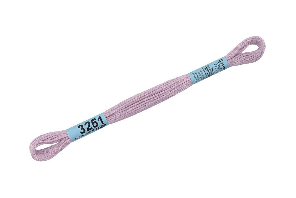 Мулине Gamma 100% хлопок, цв.3251 св.сиреневый, 24 мотка по 8 метров