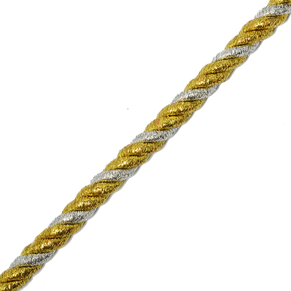 Шнур витой ⌀8.0 мм / 10 метров, серебро/золото, M10886