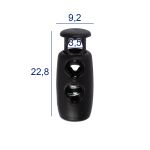 Фиксатор (зажим) для шнура пластик 2 отв., ⌀3.5 мм, 24 шт, №01 черный, Micron A 8855