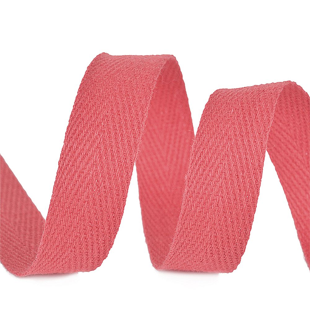 Тесьма (лента) киперная х/б 15 мм, 2.5 г/см, A1405 красно-розовый неон уп.50м