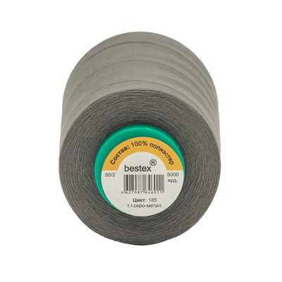 Нитки универсальные Bestex 50/2, 4570 м (5000 ярд) / 1 кат., 185 каменно-серый
