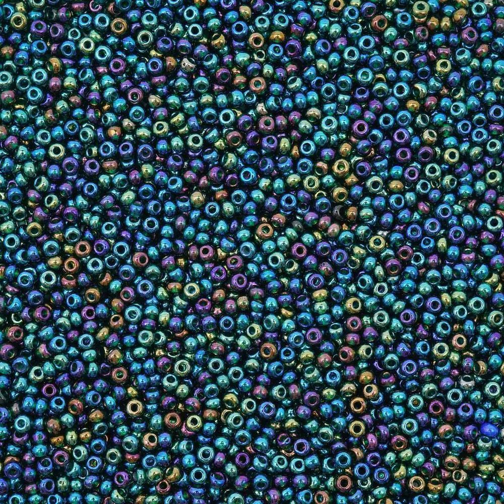 Бисер Preciosa прозрачный с радужным покрытием 10/0 (2.3 мм), круг.отв., 50 г, (51150)