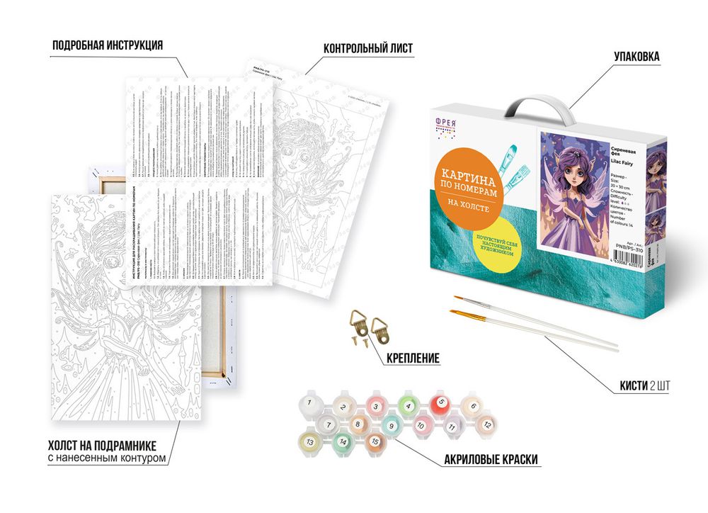 Картина по номерам Фрея PNB/PS-310, Сиреневая фея, 30х20 см