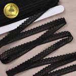 Кружево отделочное в стиле "трикотаж" 10 мм, TBY 1665, цв.10 черный, уп.27.4м