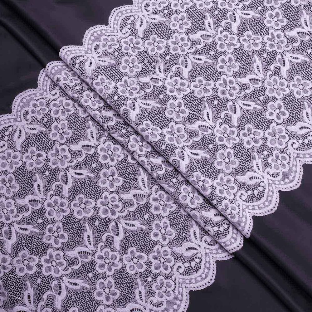 Кружево бельевое эластичное 400 мм / 3.4 метра, цвет светло-серый