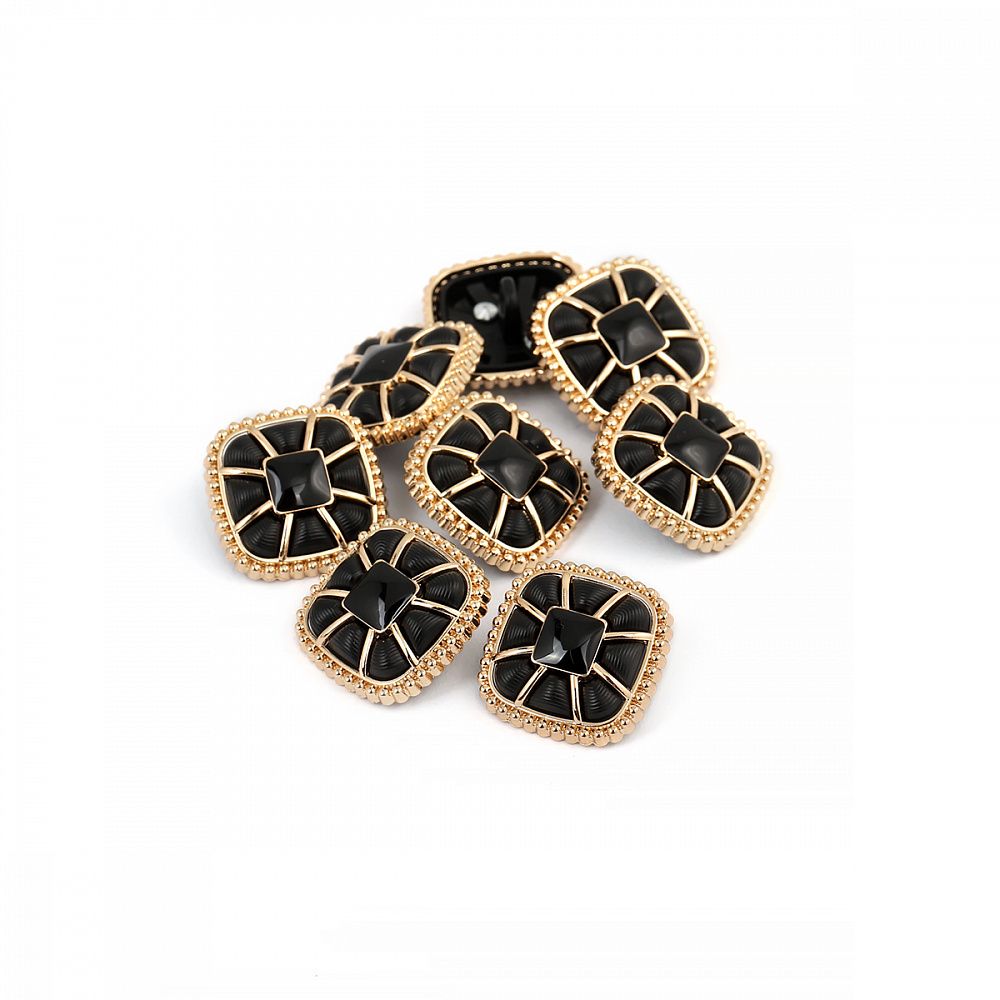 Пуговицы на ножке металлические 28L=18мм, С-MP07 цв.золото/черный, 10 шт