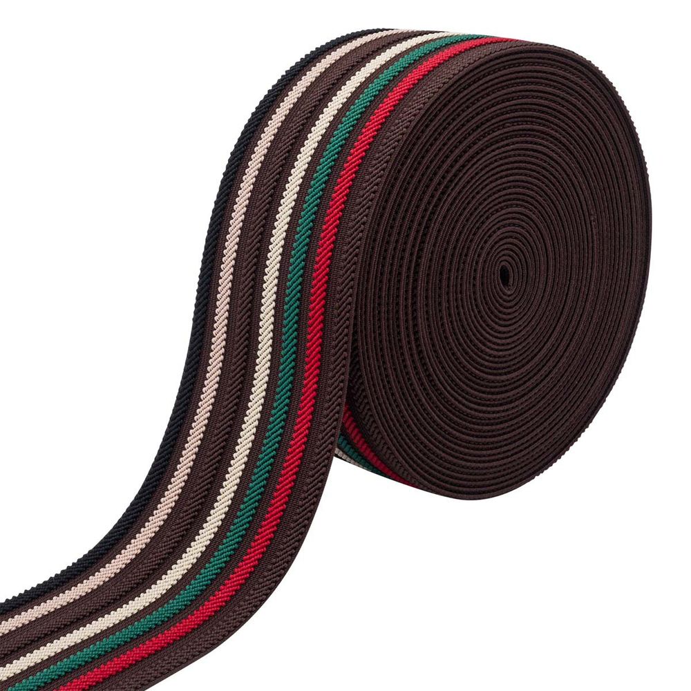 Резинка тканая 80.0 мм / 10 метров, РР-114, коричневый в полоску, 20331