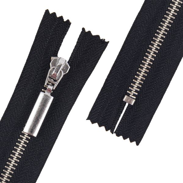 Молния металл Т5 (5 мм) 1 зам., н/раз., 12 см, никель, 002 черный брелок 047, GM-851 Gamma, 10 шт