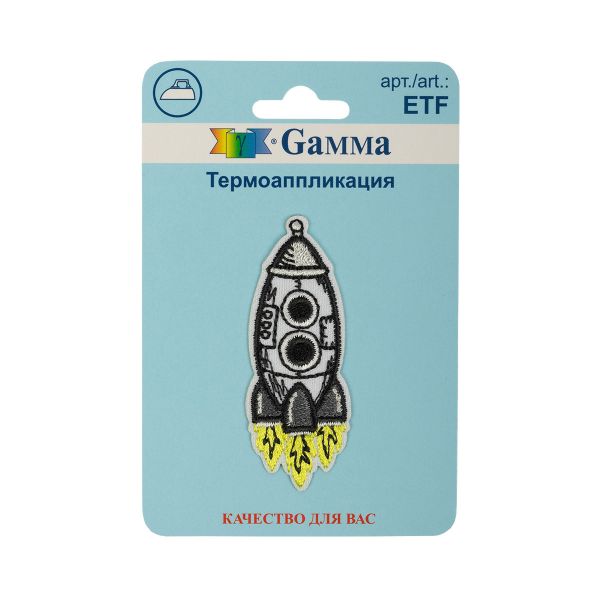Термоаппликация №03, 1 шт, 01-328 Космическая ракета 2.1х6 см, Gamma ETF