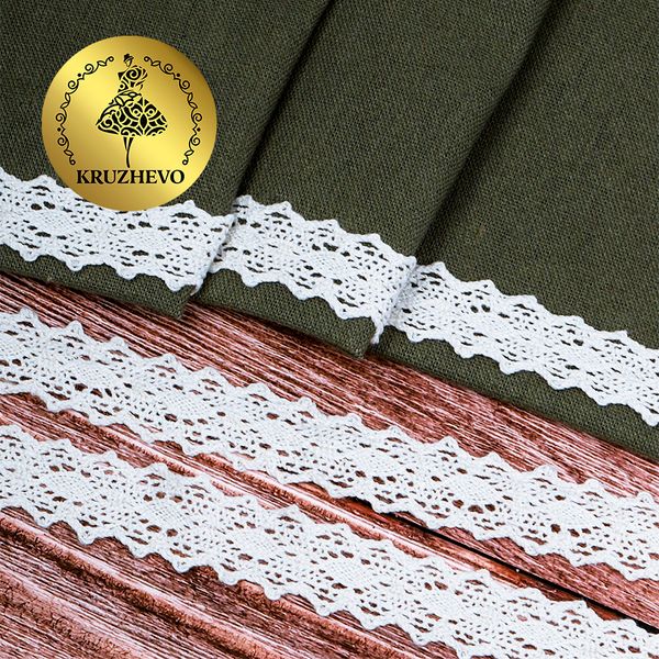 Кружево вязаное (тесьма) 20 мм, диз. 294, цв.02 белый, уп. 50 м, Kruzhevo