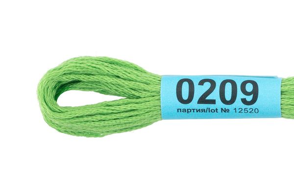 Мулине Gamma 100% хлопок, цв.0209 св-зеленый, 24 мотка по 8 метров