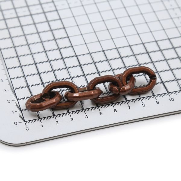 Цепь пластик 10 см, размер звена 26х18 мм, медь