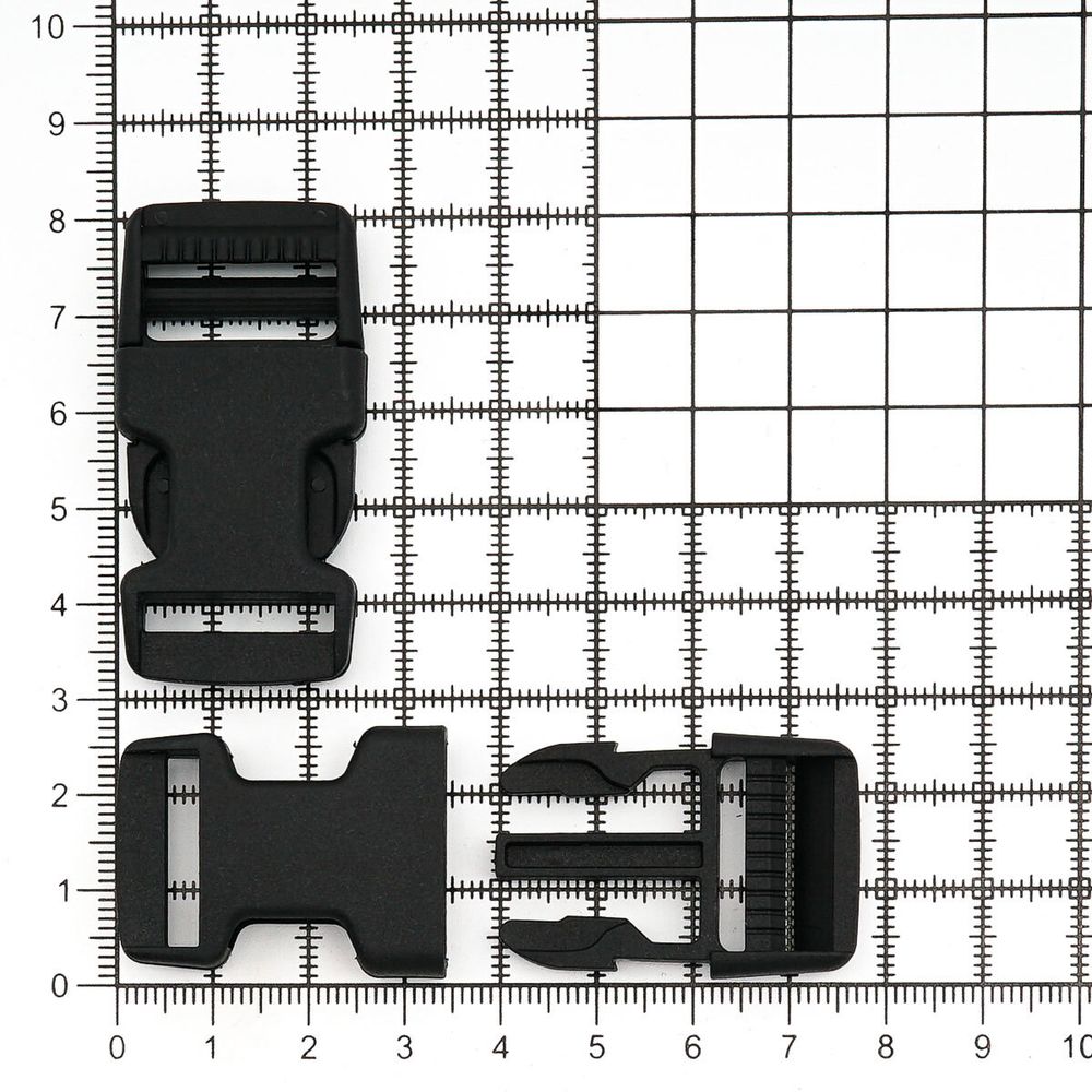 Фастекс (пряжка трезубец) пластик 20 мм, 2 шт, черный