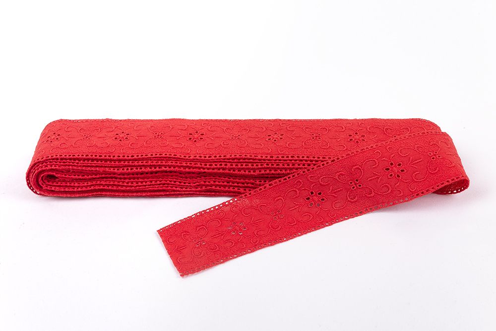 Кружево шитьё 43 мм / 9.7 м, Турция, красный, Gamma GYEM-4301