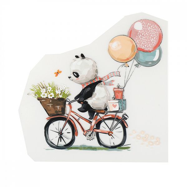 Термотрансфер арт.1239 Панда на велосипеде 15,3х15см, уп.10 шт