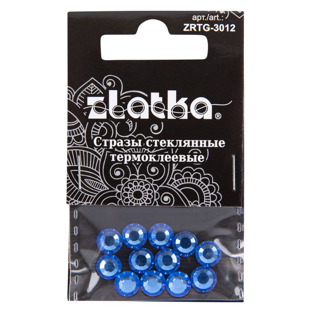 Стразы клеевые стекло 6.5 мм, 5х12 шт, SS30 №05 синий (Sapphire), Zlatka ZRTG-3012