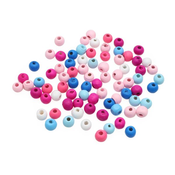 Бусины дерево ⌀8 мм, цветной микс, 18 г, Astra&Craft, Сине-розовый микс