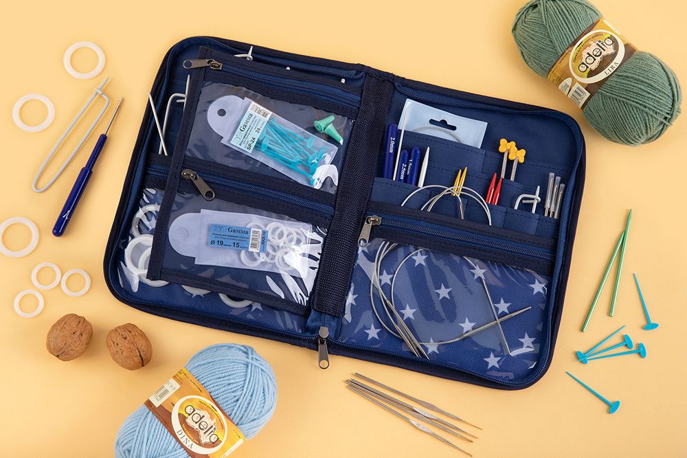 Органайзер для спиц и крючков 27.5х20.5х3 см, ткань нейлон, 04 звезды, Gamma OGN-02