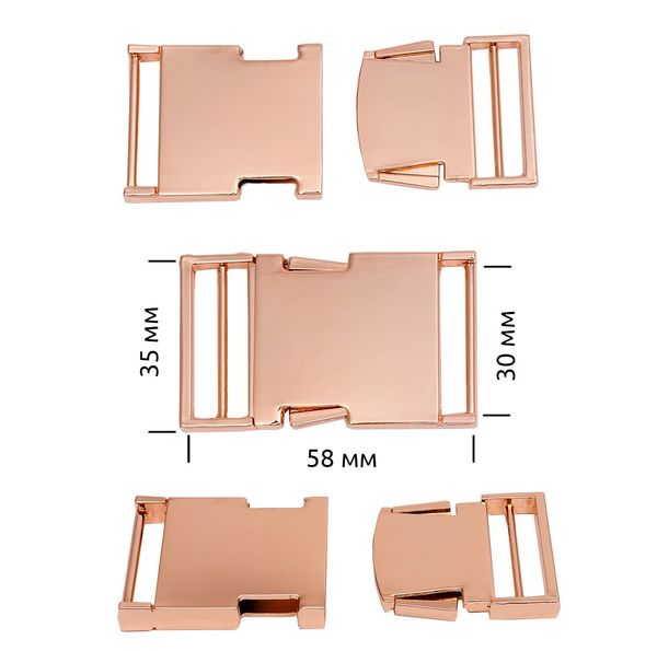 Фастекс (пряжка трезубец) металл 30 мм, 58x35 мм, золото, 6 шт