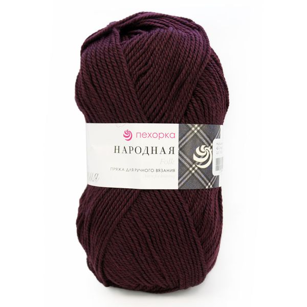 Пряжа Пехорка Народная / уп.5 мот. по 100 г, 220 м, 42-Слива