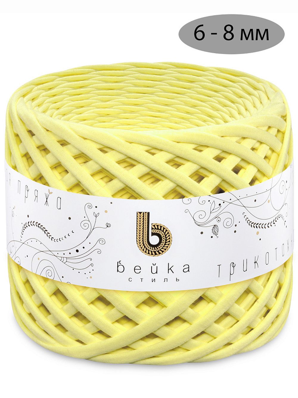 Пряжа трикотажная 1х300г, 100м, шир. 6-8 мм, 3006 св.желтый /TOS/