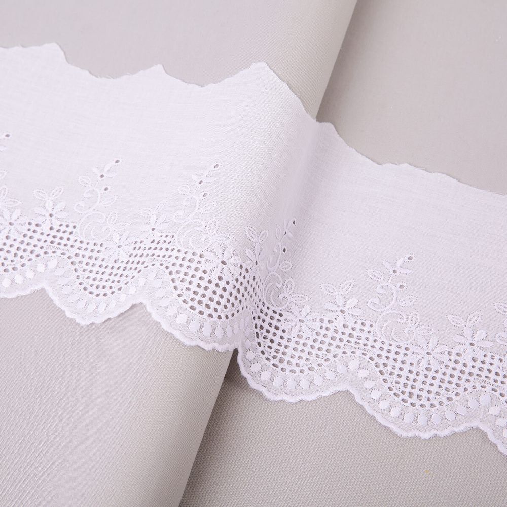 Кружево шитьё широкое 100 мм / 10 м, белый, Gamma GYEM-10002