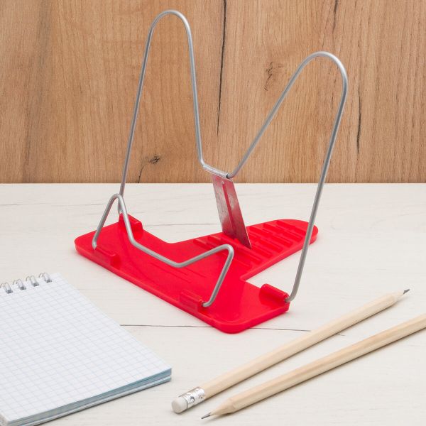 Подставка для книг Универсал с металл. лепестком, цв. в ассорт. (красный), П-03