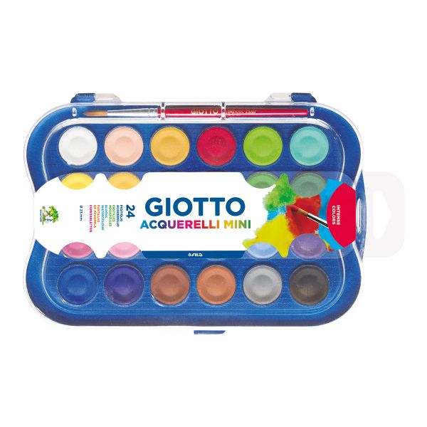 Краска акварель сухая высокопигментированная в таблетках 24 цв, с кистью, Giotto F352600
