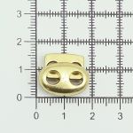 Фиксатор (зажим) для шнура металл плоский, 2 отв., 18х15 мм, (in ⌀4,4 мм), мет. цв.золото, 20 шт