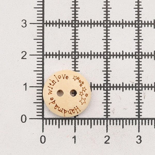 Пуговицы на 2 прокола Handmade 24L (15мм), дерево (Milk (молочный)), W21, 36 шт