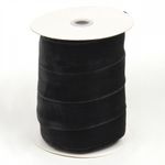 Лента бархатная (тесьма) эластичная 38.0 мм / 20±1 метров, нейлон, черный