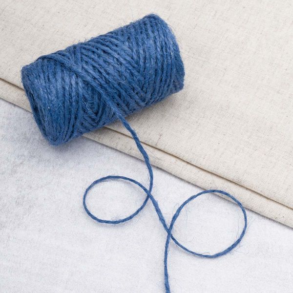 Шпагат джутовый ⌀1.4 мм / 50 метров (50 г), 2-ниточный, 1200 текс, евробобина, синий