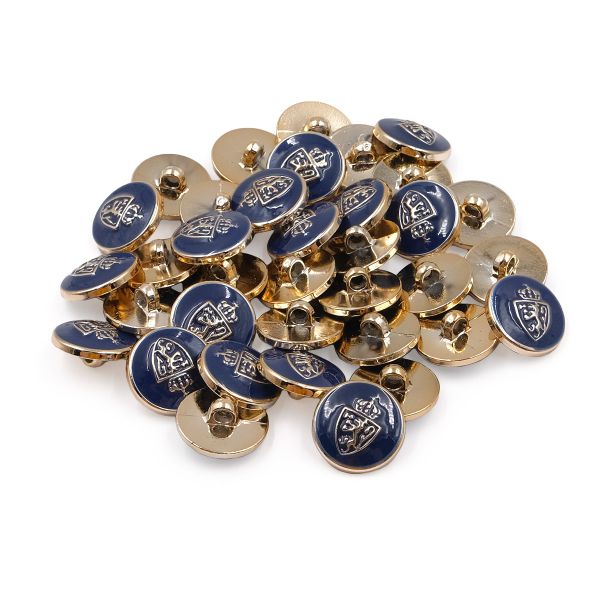 Пуговицы на ножке 34L (21мм), пластик (g.blue (синий/золото)), 36 шт, PS39