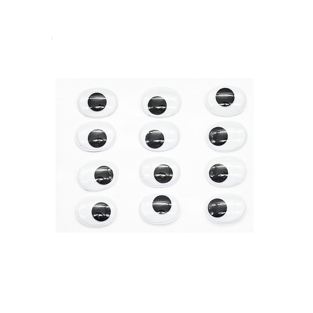 Глазки бегающие овальные на клеевой основе 15*20 мм, 12 штук, ч/б, Astra&amp;Craft