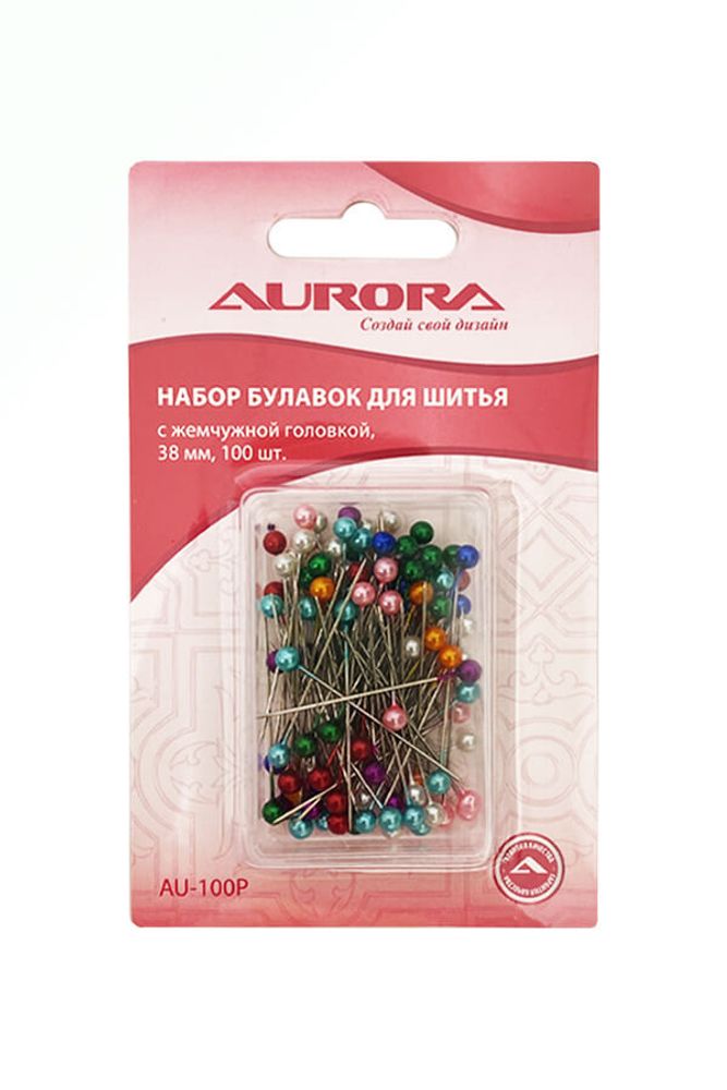 Набор булавок с жемчужной головкой, 38 мм, 100 шт., AU-100P, Aurora, 1 шт