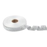 Лента (тесьма) жаккардовая 23.0-25.0 мм, / 25 метров, белый/под серебро, Blitz