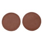 Заплатки пришивные из кожи, круг ⌀6см с перфорацией, 2 шт, 100% кожа, 02 светло-коричневый, 9111
