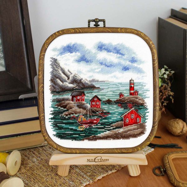 Набор для вышивания нитками МП Студия, Побережье Скандинавии 16х16см